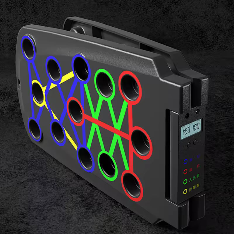 Digital push board with LED workout position indicators