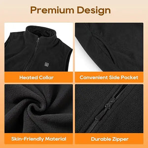 Sleeveless heated vest for skiing, camping, cycling, and winter sports